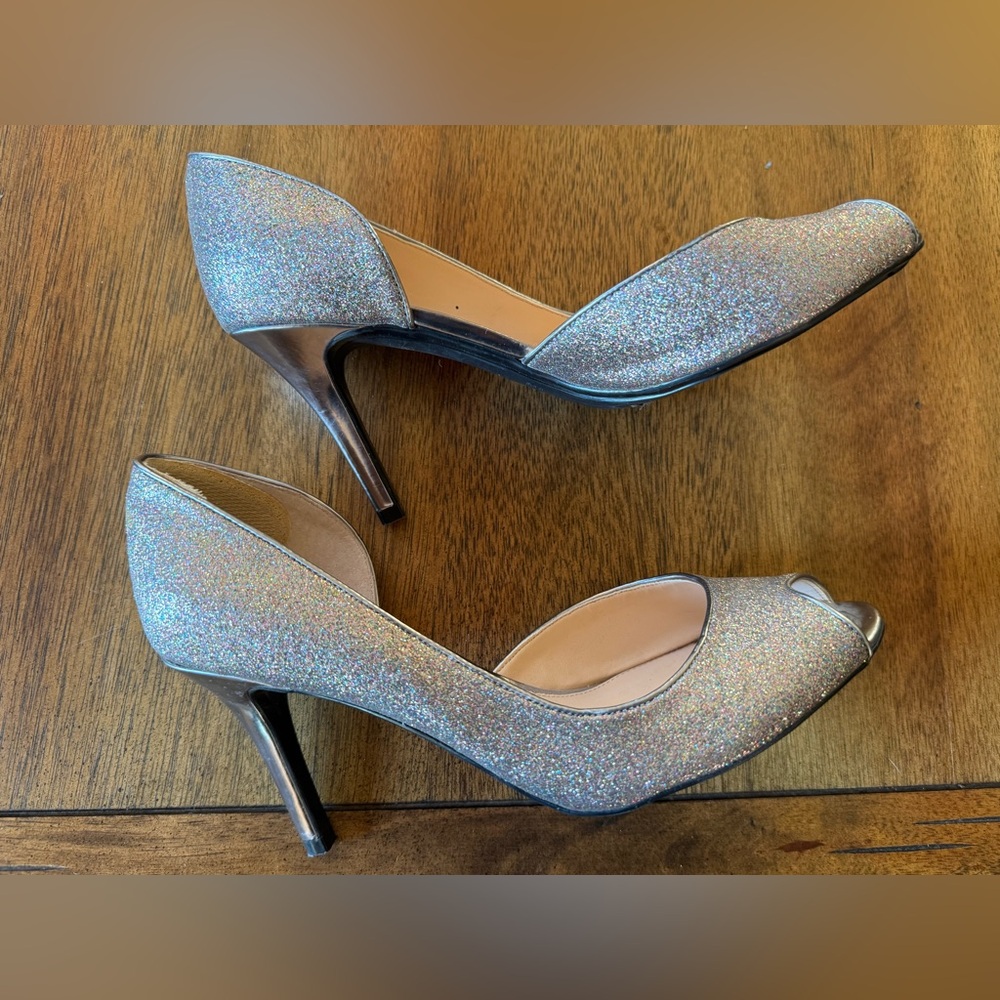 Marc Fisher Glitter Peep-Toe High Heel Pumps Women’s 8M - Picture 8 of 10